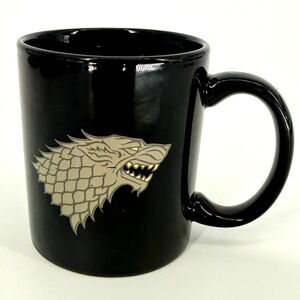 Game of Thrones House Stark Direwolf Sigil Black Coffee Mug HBO Official Merch